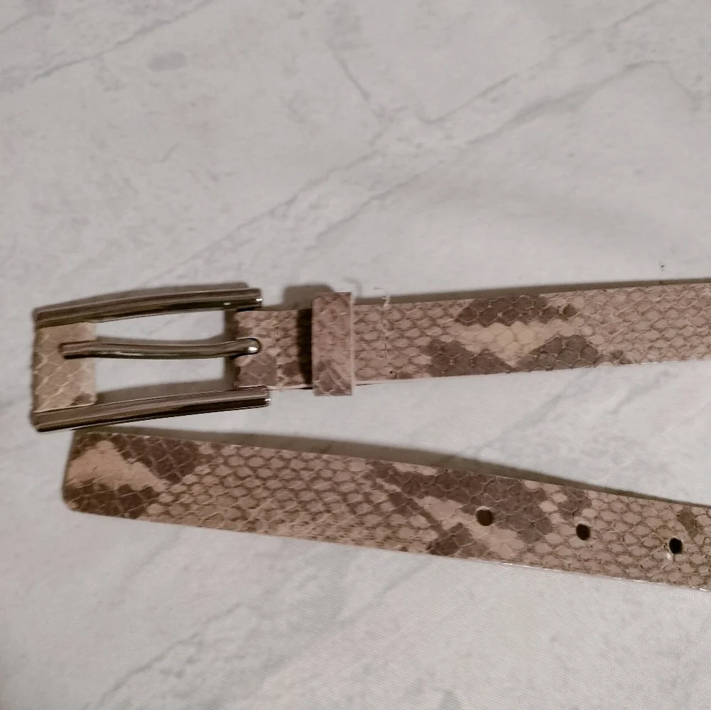 Elegant Italian Fine Leather Belt Garuglieri Snake Women’s Brown Tan Sz Large